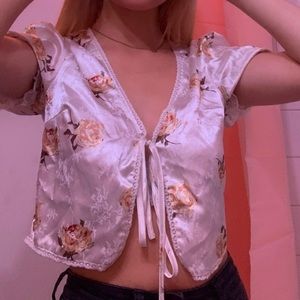 Floral Front Tie Shirt